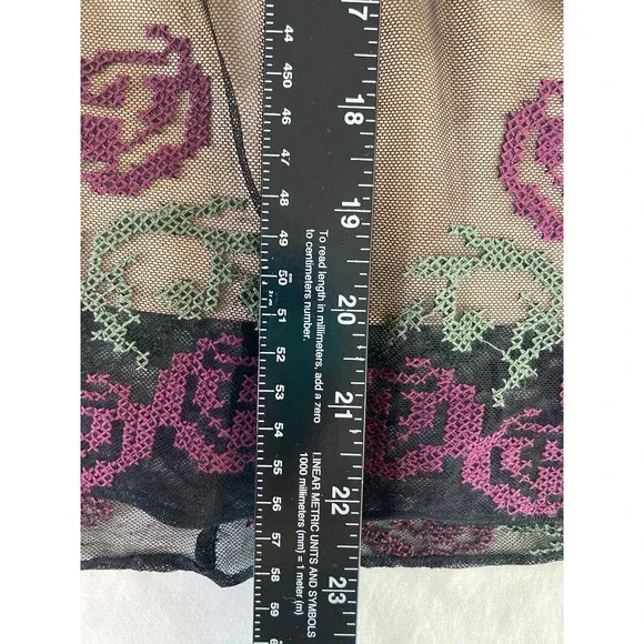 Sundance Lucky In Love Sleeveless Dress Size 10 Black Tulle Embroidered Overlay - Picture 16 of 16